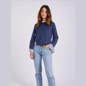 Women's Vineyard Vines Blue & White Striped Long Sleeve Shirt Size M